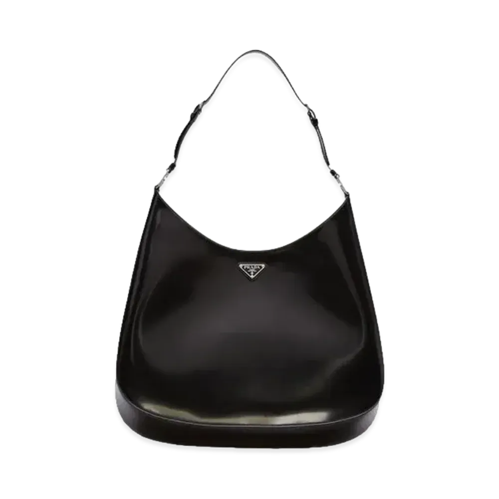 PRADA Cleo Brushed Leather Shoulder Bag "Black"