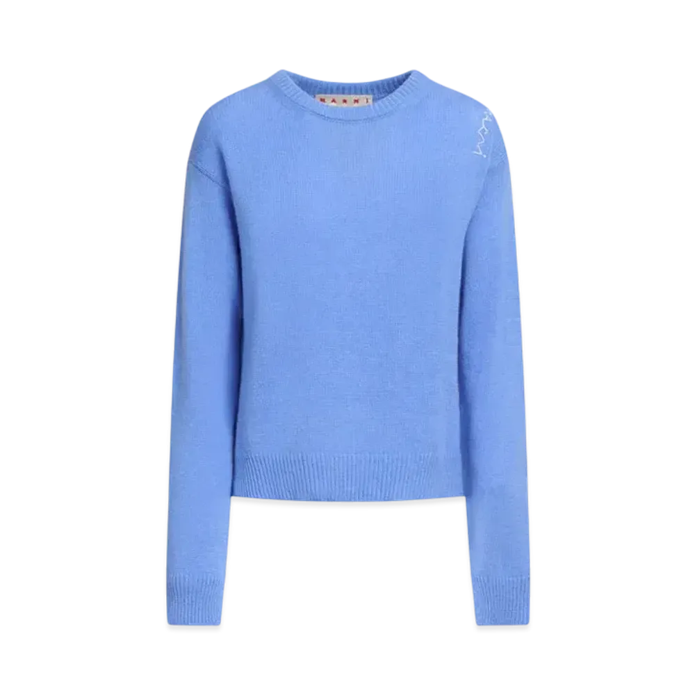 Marni Women's Indigo Boxy Cashmere Jumper with Marni Women's Symbol "Blue Lilac"
