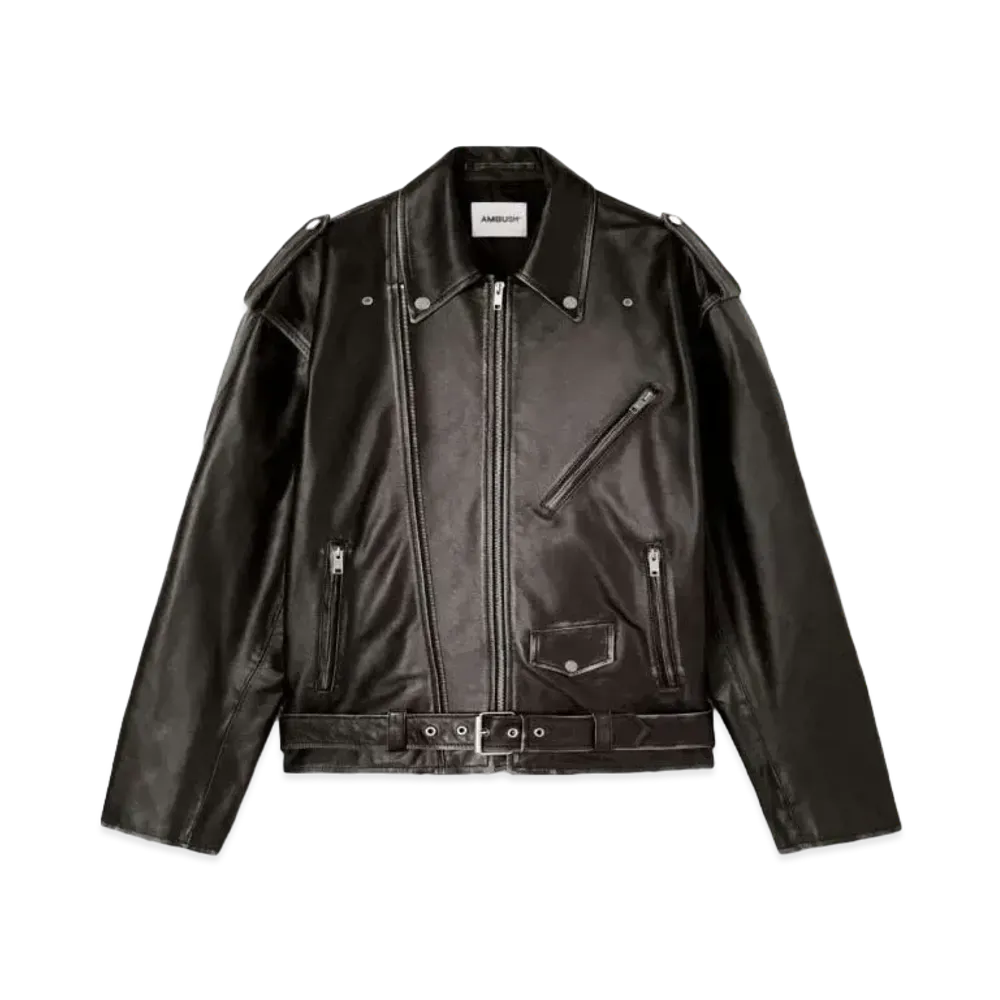 AMBUSH Printed Leather Rider Jacket "Black"