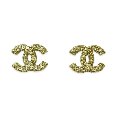CHANEL CC Logo Pearl & Crystal Earrings "Gold/Pearly White"