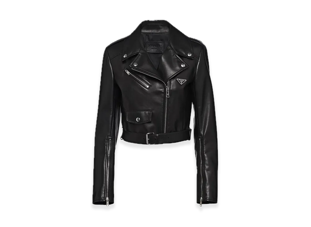 PRADA Nappa Leather Biker Jacket "Black"