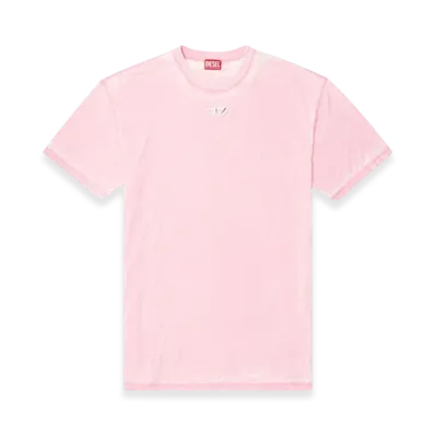 Diesel T-Boxt-Pak Burnout T-Shirt With Metal-Look Logo "Pink"
