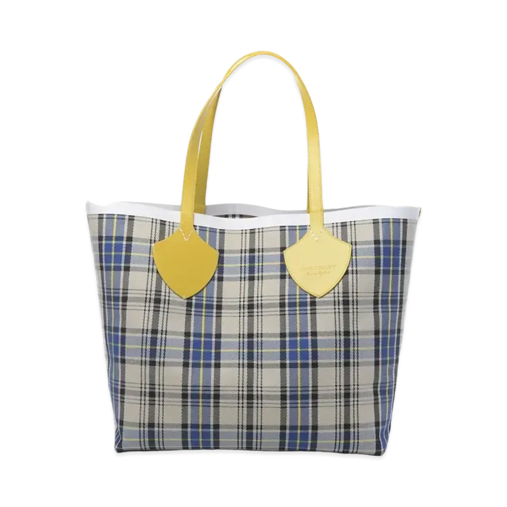 Burberry Canvas Giant Reversible Tote "Gray/Yellow"