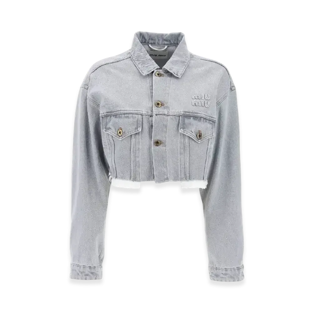 MIU MIU Women's Denim Blouson Jacket "Grey"