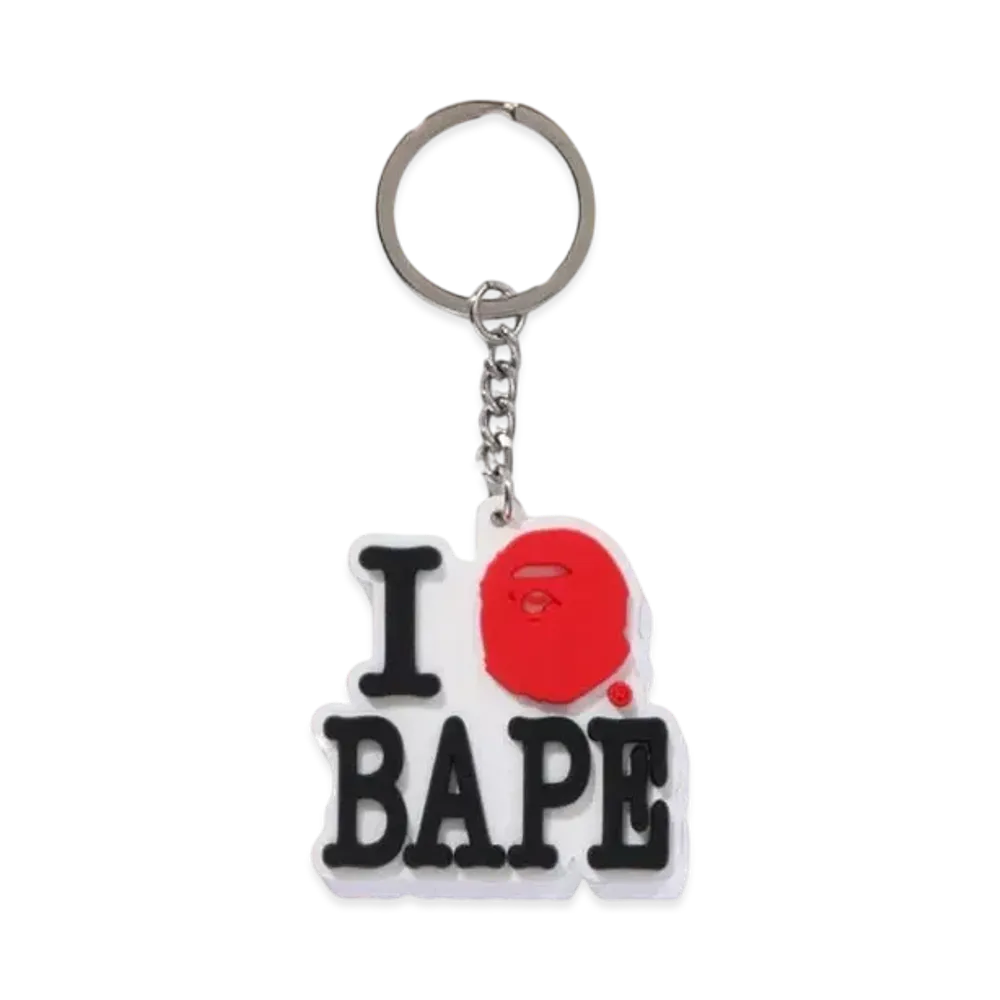 A BATHING APE I Love Bape Keychain "White"