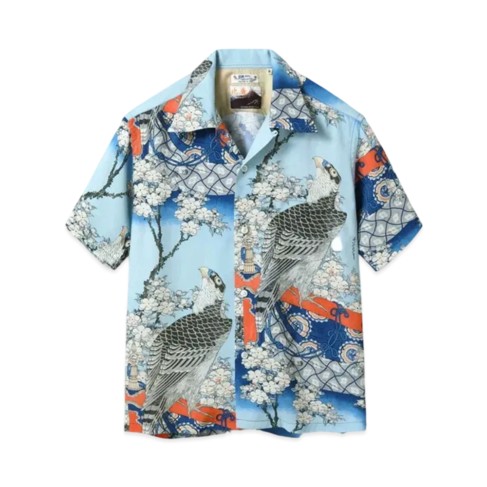 SUN SURF x Katsushika Hokusai Special Edition Cherry Blossoms And Hawks "Blue"