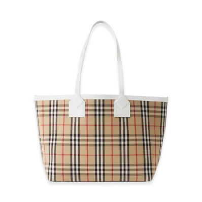 Burberry Women's Embroidered Canvas London Shopping Bag "Beige"