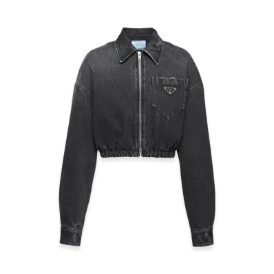 PRADA Women's Denim Blouson Jacket "Black"