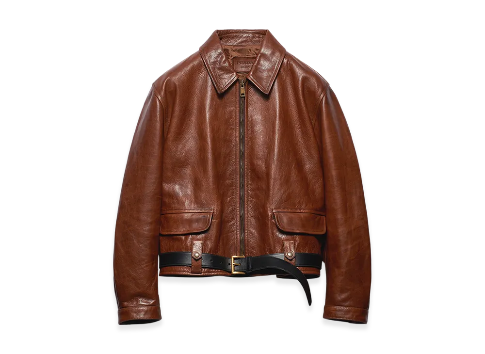 PRADA Women's Leather Jacket Belt "Palisander"