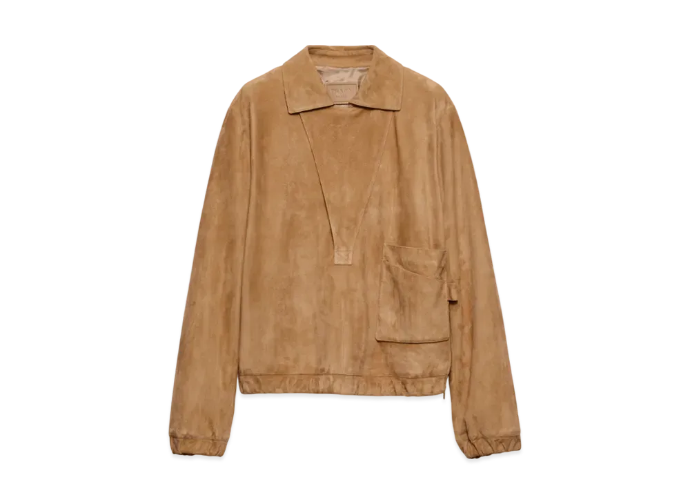 PRADA Women's Suede Blouson Jacket "Beige"