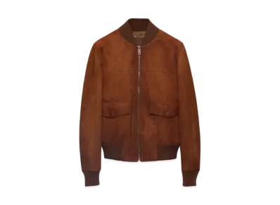 PRADA Women's Suede Blouson Jacket "Cognac"