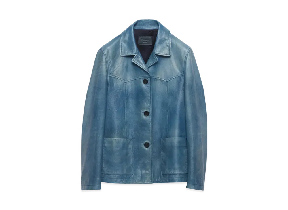 PRADA Women's Nappa Leather Jacket "Blue"