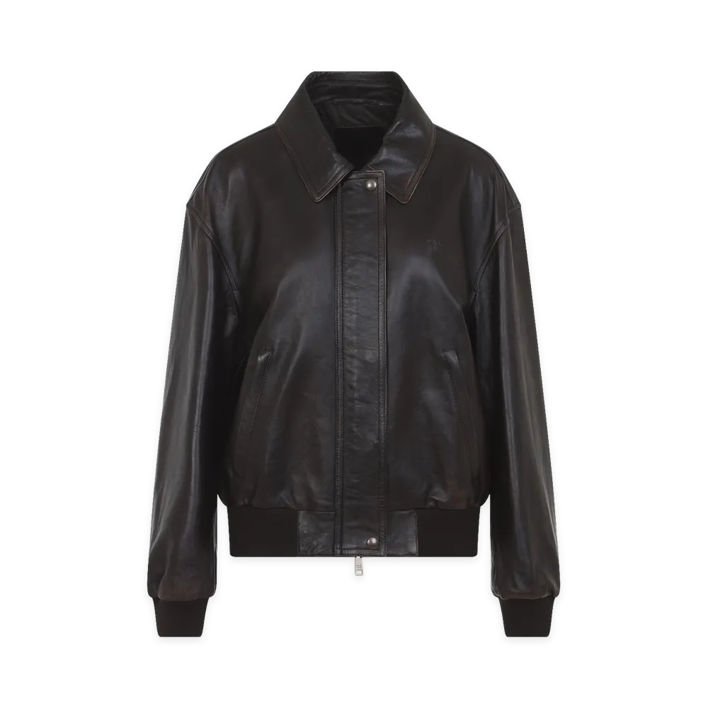 PRADA Women's Giacca Bomber In Pelle "Brown"