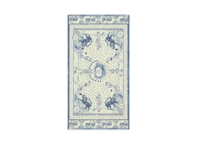 Dior and Hylton Nel Stole Virgin Wool and Silk "Ecru/Blue"