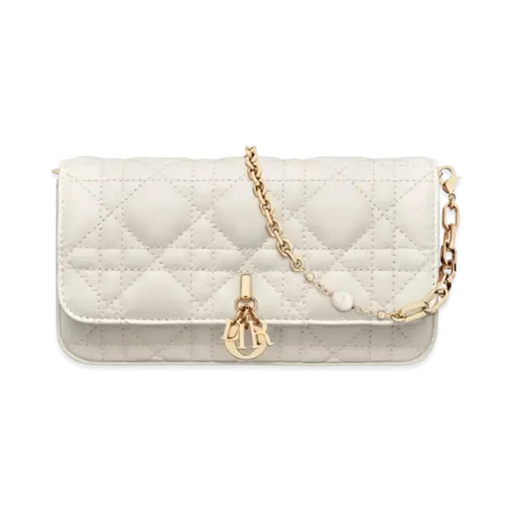 Dior Lady Phone Pouch Cannage Lambskin "Latte"