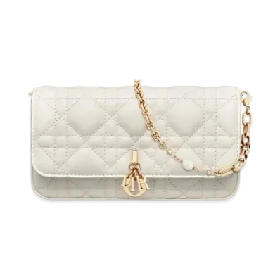 Dior Lady Phone Pouch Cannage Lambskin "Latte"