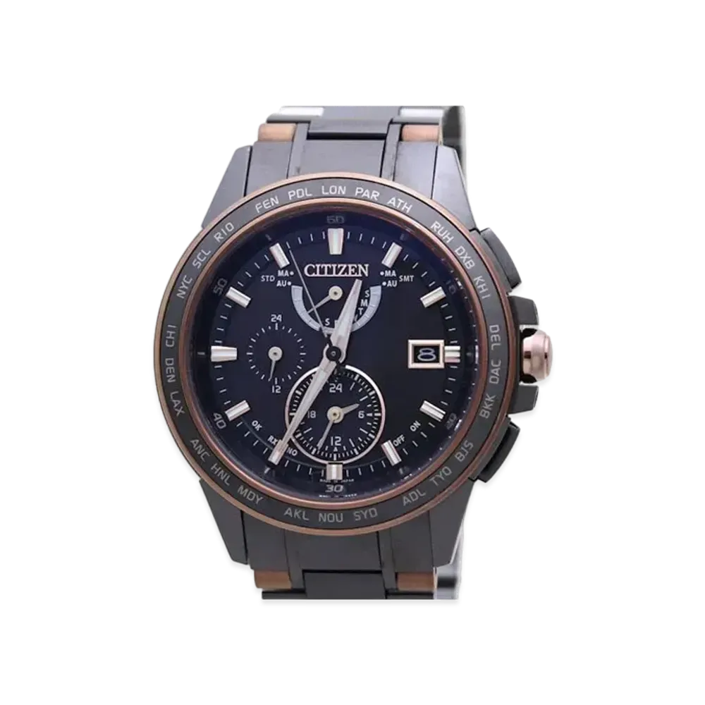 CITIZEN Atessa Eco Drive World Time Radio Limited Model "Black" AT9026-52E