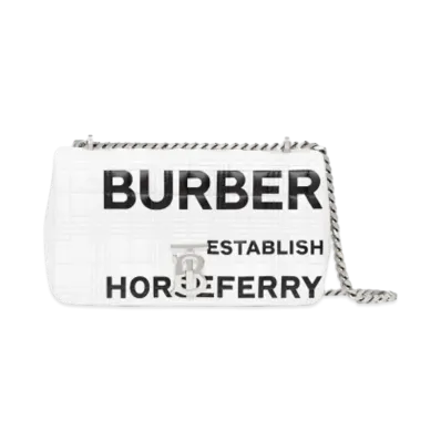 Burberry Small Hose Ferry Print Quilting Lola Bag "White"