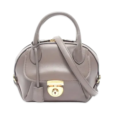 Salvatore Ferragamo Fiamma Leather 2WAY Bag "Gray"