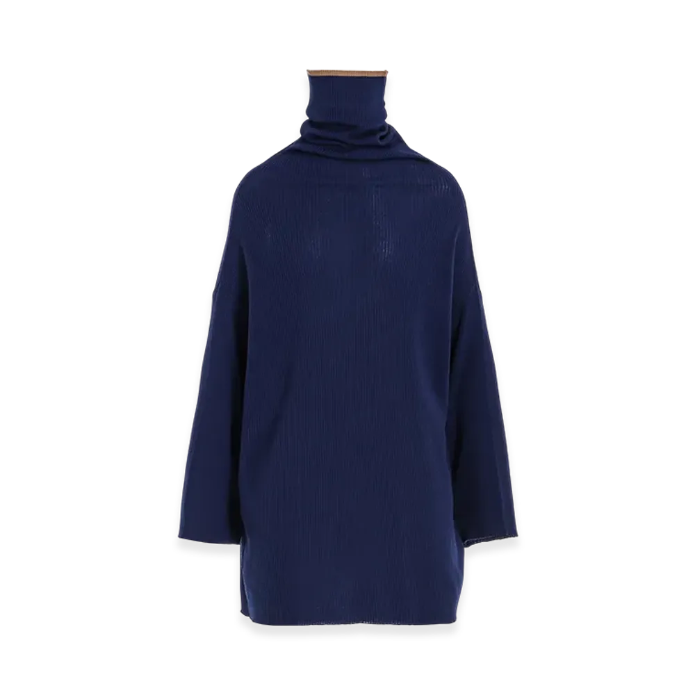 Y's x John Smedley Bottleneck Ribbed Knit "Blue"