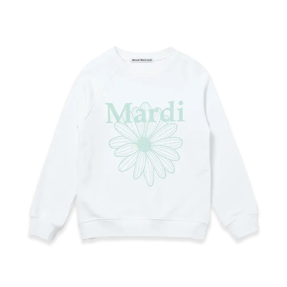 Mardi Mercredi Kids Sweatshirt Flowermardi "White Mint"