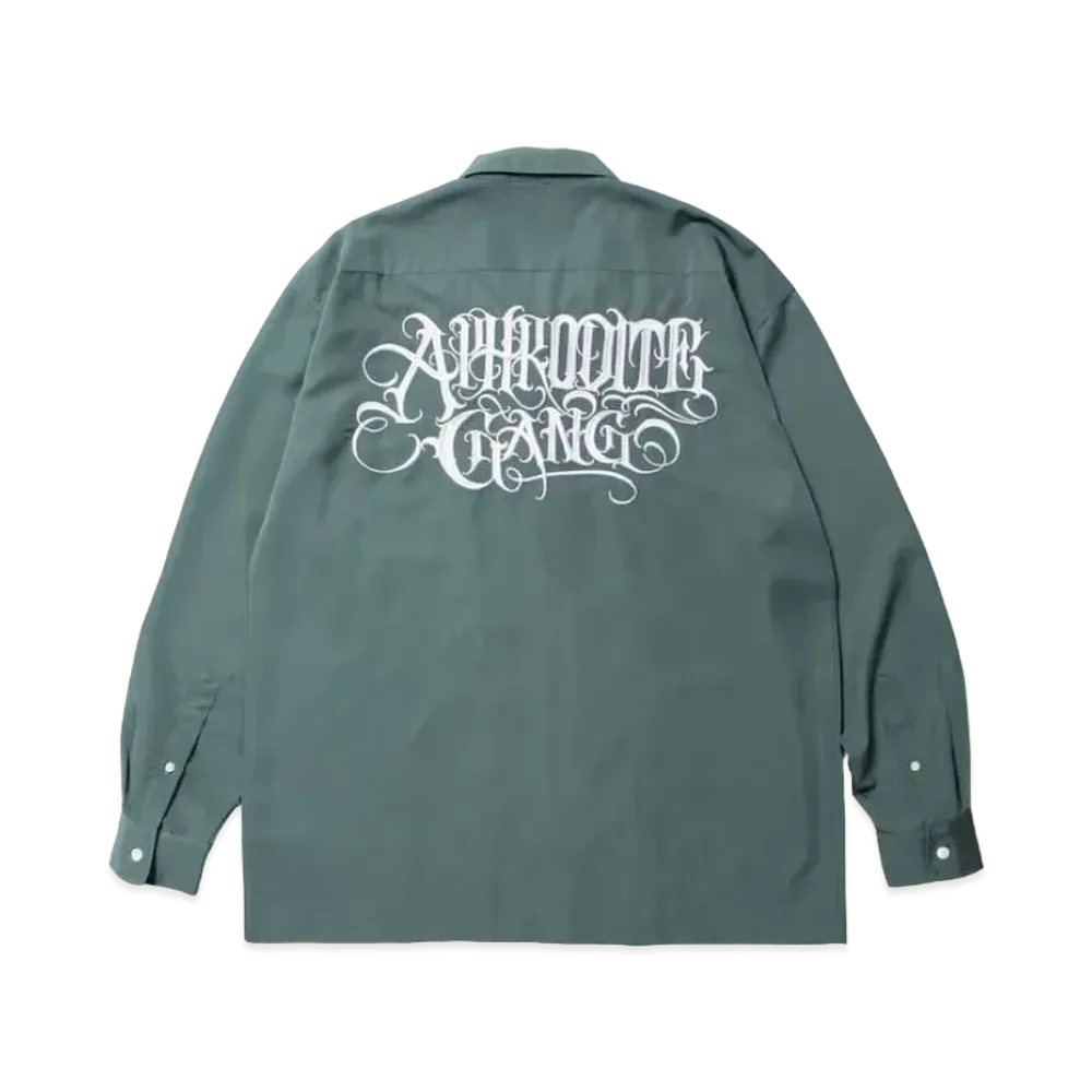 APHRODITEGANG Classic Logo L/S Open Collar Shirt "Green"