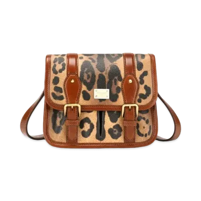 Dolce&Gabbana Messenger Bag Small Crespo Leopard Printed Logo Plate "Multicolor"