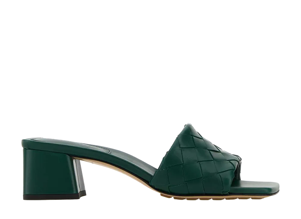 Bottega Veneta Women's Leather Parco Mules "Emerald Green"