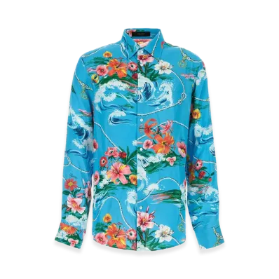 GUCCI Printed Viscose Shirt "Blue"