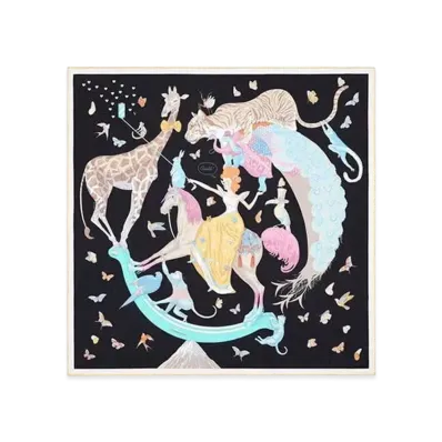 Hermes Hermes Story Scarf 90 "Noir/Yellow/Multicolore"