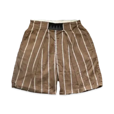KAPITAL LINEN FILYS STRIPED EASY BEACH SHORT PANTS "Brown"