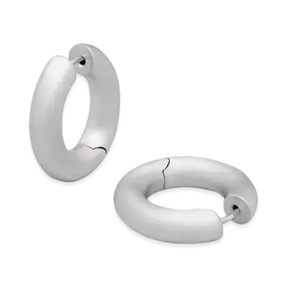 TOMWOOD Chunky Hoops Medium "Satin Silver"