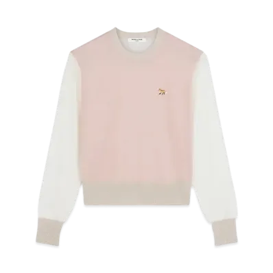 Maison Kitsune Baby Fox Patch Color Block Jumper "Pasture rose"
