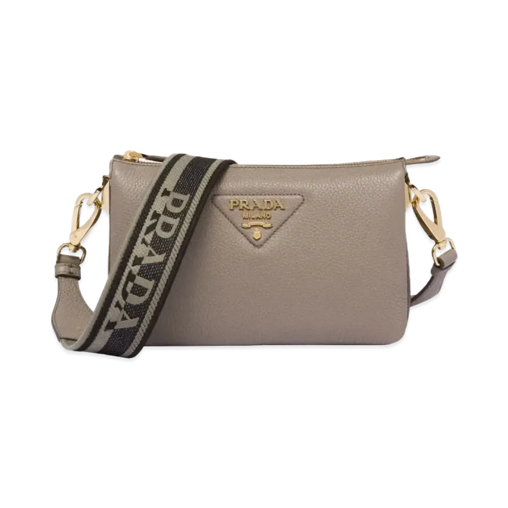 PRADA Leather Shoulder Bag "Grey"