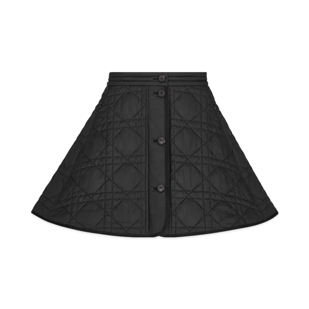 Dior Women's Macrocannage Miniskirt Quilted Technical Taffeta "Black"