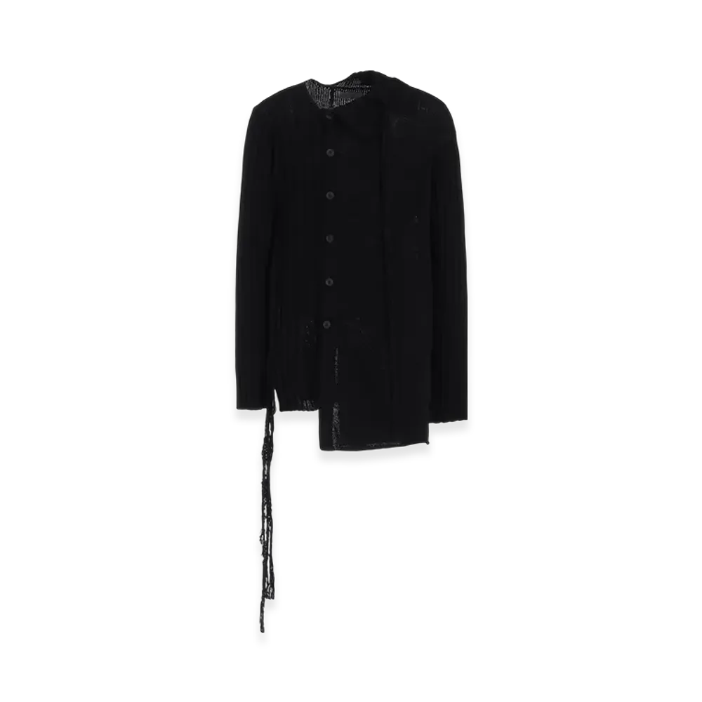 Yohji Yamamoto POUR HOMME Hanging String Asymmetry Neck Cardigan "Black"