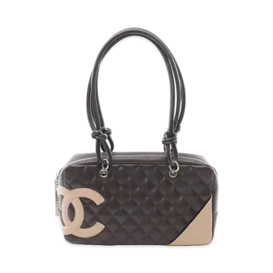 CHANEL Cambon Line Bowler Bag "Dark Brown/Beige"