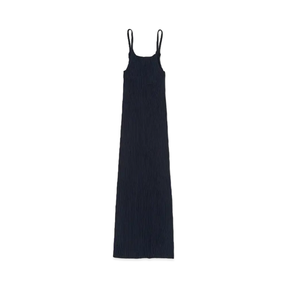 AURALEE Dry Cotton Wide Rib Knit Dress "Dark Navy"