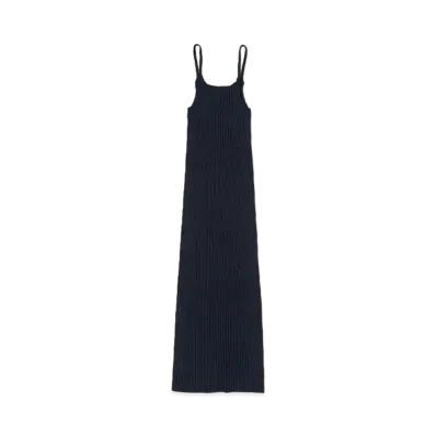 AURALEE Dry Cotton Wide Rib Knit Dress "Dark Navy"