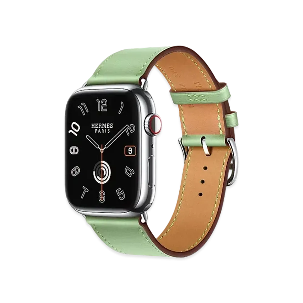 Apple Watch x Hermes Series 9 (GPS + Cellular Model) Stainless 45mm and Single Tour "Vert Criquet"