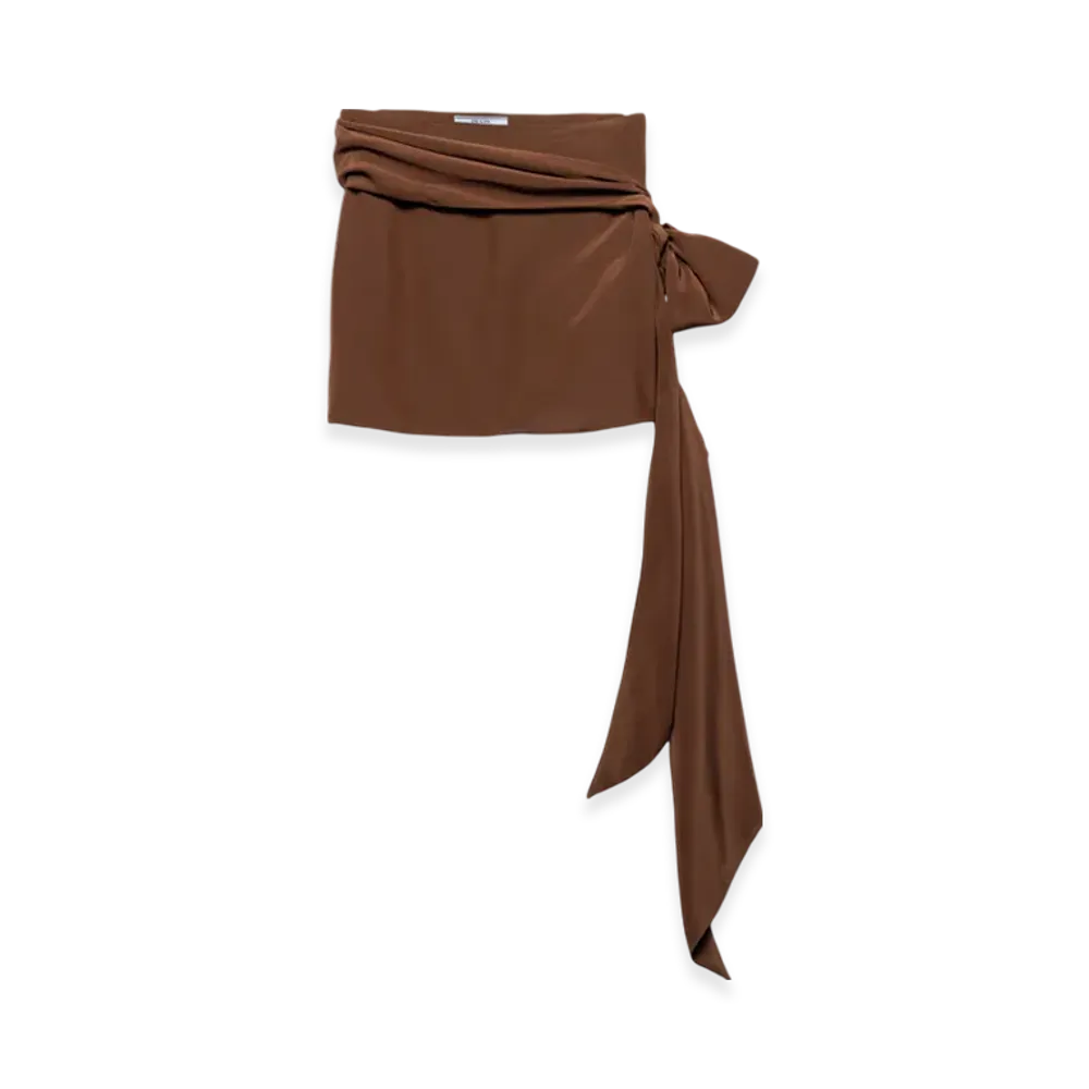 PRADA Women's Crepe De Chine Miniskirt "Coffee Brown"