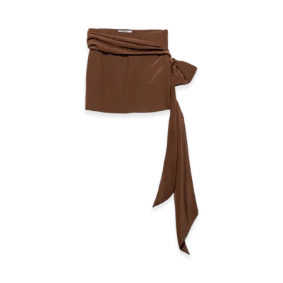 PRADA Women's Crepe De Chine Miniskirt "Coffee Brown"