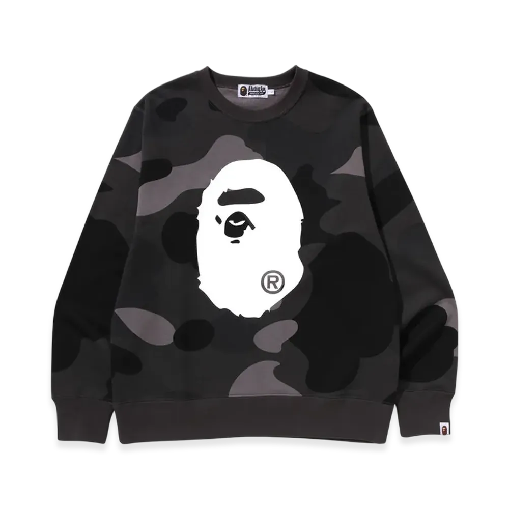 A BATHING APE Mega Color Camo Big Ape Head Crewneck Sweatshirt "Black"