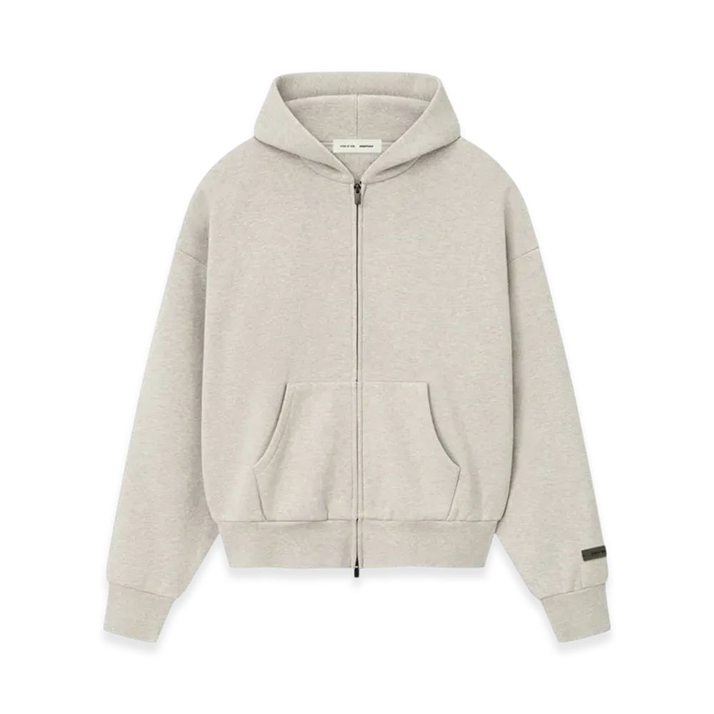 FEAR OF GOD ESSENTIALS Classic Fleece Zip-Up Hoodie "Heather Stone"