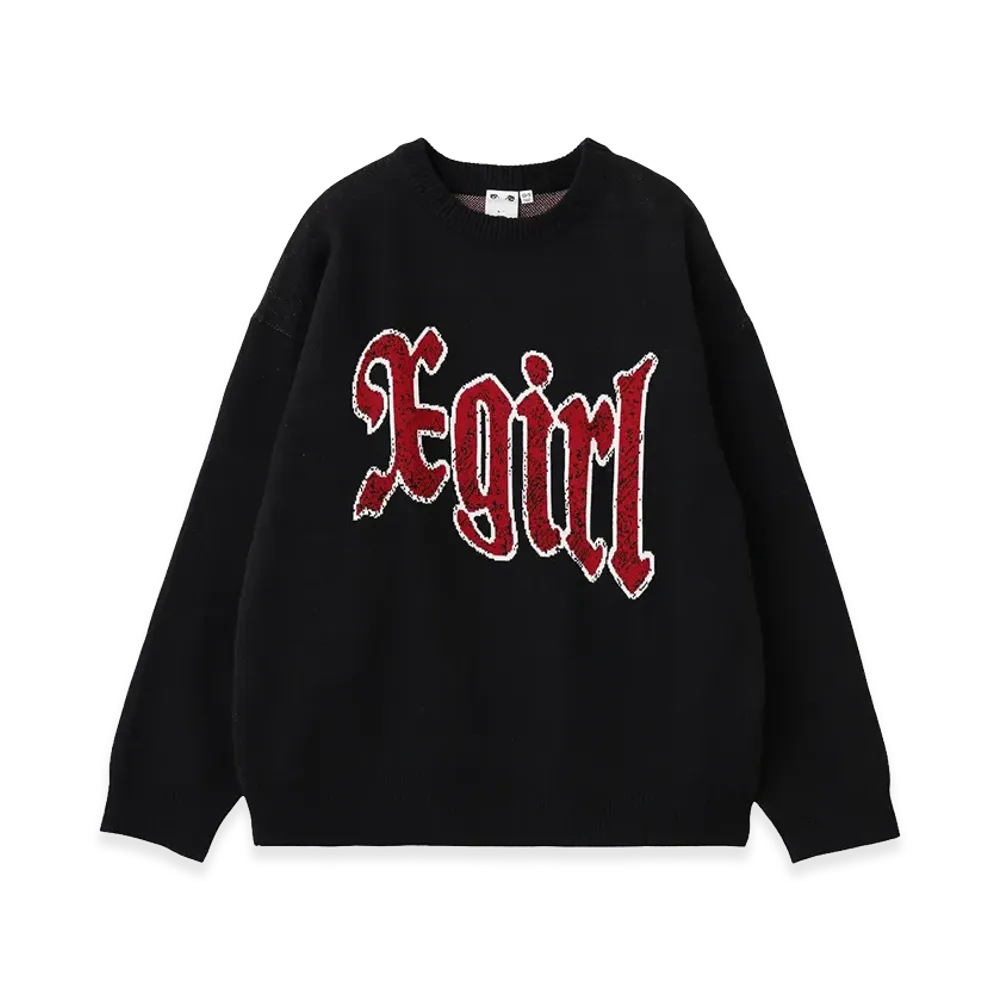 X-Girl Women's Scratched Logo Jacquard Knit Top "Black"
