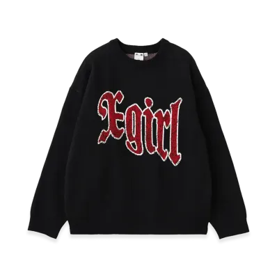 X-Girl Women's Scratched Logo Jacquard Knit Top "Black"