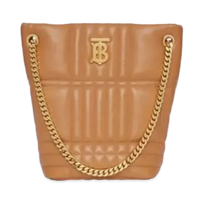 Burberry Medium Quilted Lambskin Lola Bucket Bag "Maple Brown"