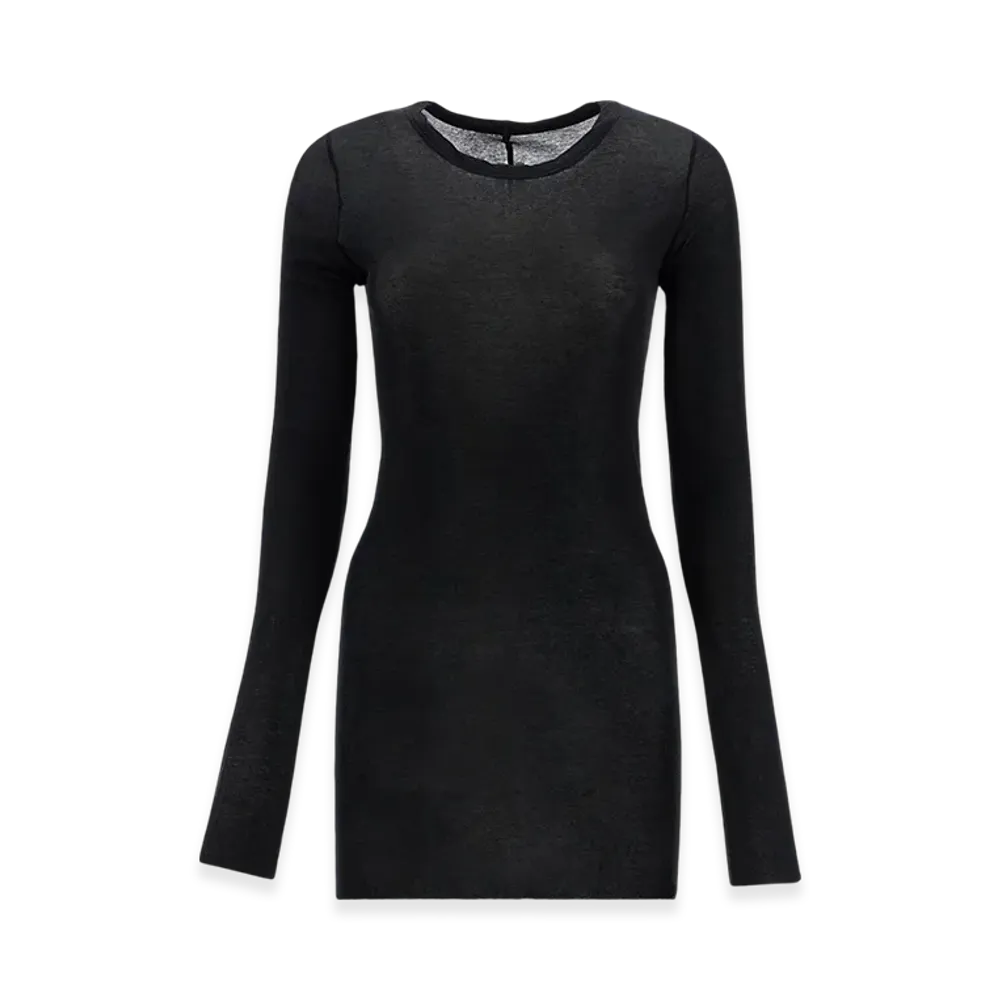 Rick Owens Porterville Rib L/S T-Shirt in Mini Rib Jersey "Black"