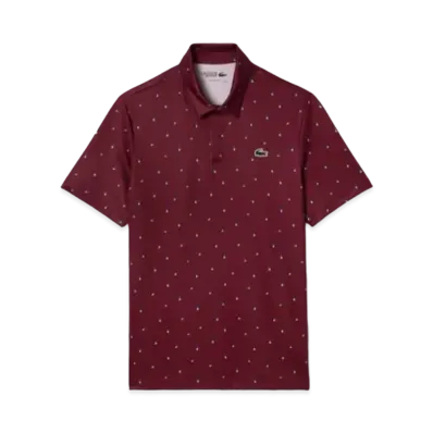 LACOSTE Minimum Allover Print Golf Polo Shirt "Bordeaux"