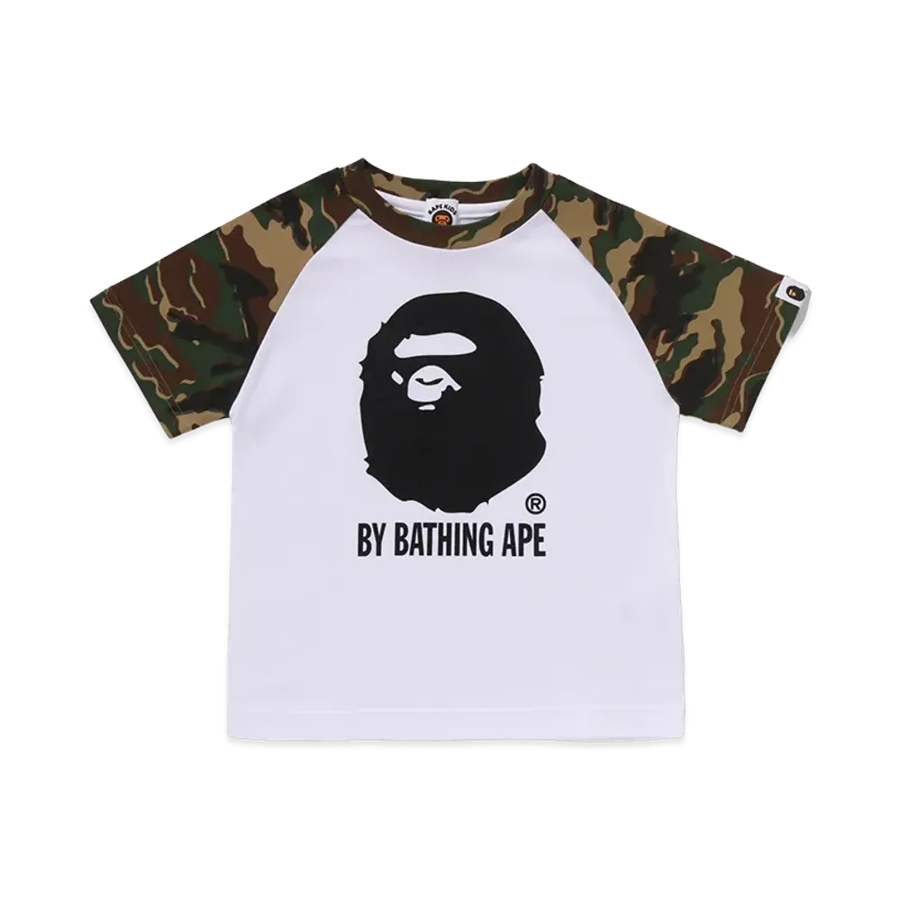 A BATHING APE Kids Glitch Woodland Camo By Bathing Ape Camo Tee "White"